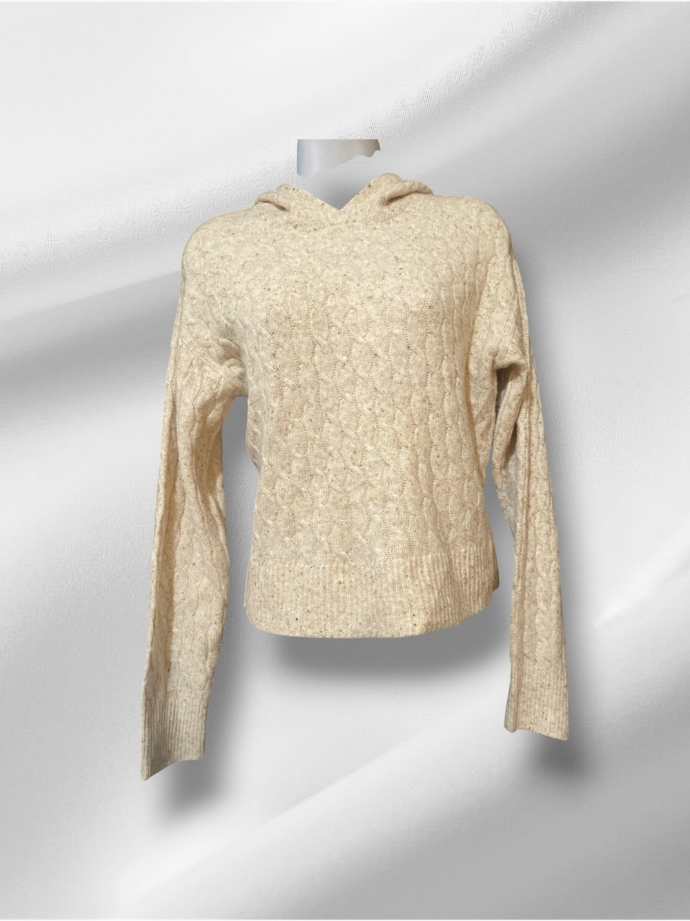 Auden Cream Cable-Knit Hooded Sweater